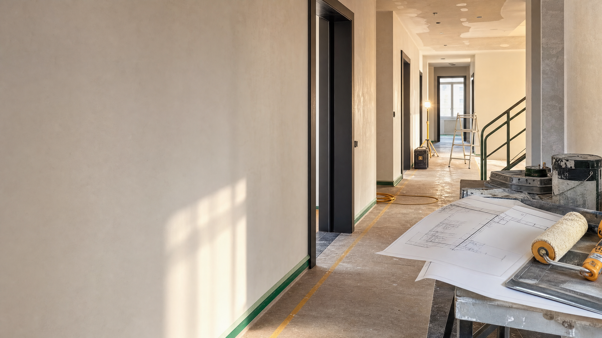 Organized restoration and apartment renovation worksite